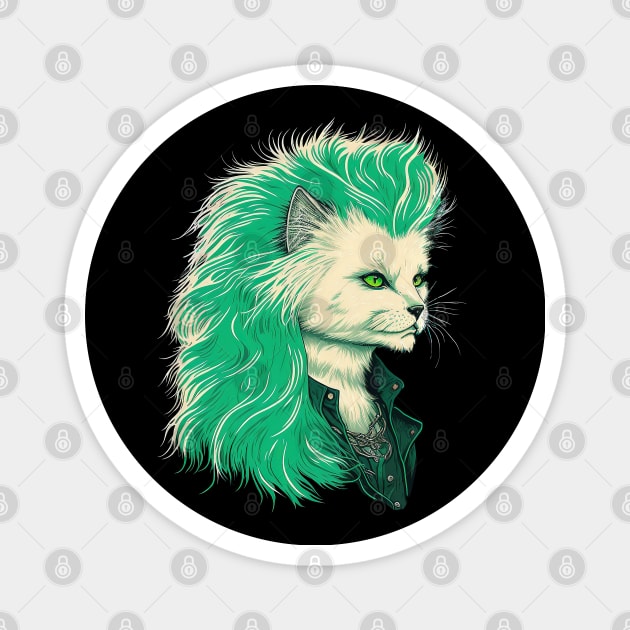 80s Metal Cat With Mullet Magnet by DankFutura